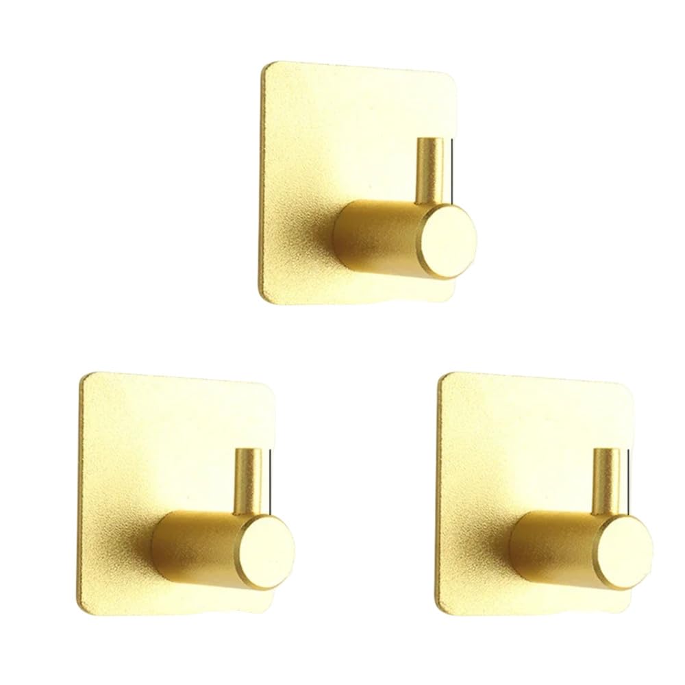 LCANALLYMS Wall hooks, Coat Hook Bathroom Hooks 1/2/3PCS Black Gold Hanging Towel Holder No Drill Organaizer Accessories(3pcs Gold)