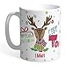 Mug personnalisé avec prénom. Tasse à café avec cerf de Noël et prénom personnalisé. Texte « MON PLUS BEAU CADEAU, C'EST TOI »