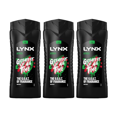 3 Pack of 500ml Lynx Africa Energy Boost Shower Gel Bodywash With 12 Hour Refreshing Fragrance
