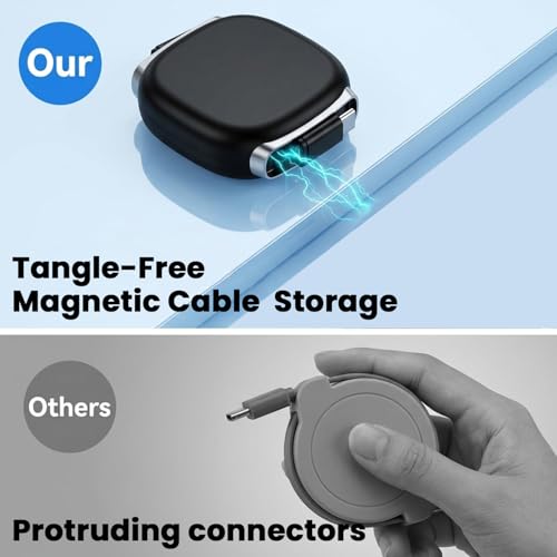 Image of Verilux Retractable USB C to C Cable, PD 240W Type C Cable Fast Charging with 480Mbps Data Synch, Magnetic Storage & 4 Adjustable Length for iPhone 17 /16 /15, Galaxy S26 /S25 /24, MacBook (1Pack)