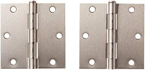 Global Door Controls 3.5 in. x 3.5 in. Satin Nickel Plain Bearing Steel Hinge - Set of 2