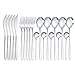 24 sztuk eleganckiego życia sztućce ze stali nierdzewnej Srebra, nadaje się do 6 noża, widelec i łyżki, łatwy do czyszczenia, zmywalny zmywarkę silver
