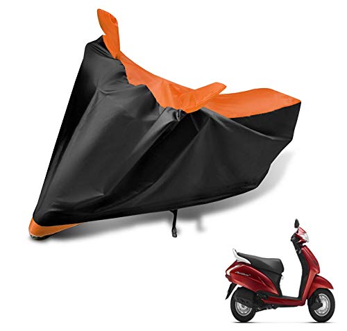Image of Auto Hub Scooty Cover Compatible with Activa 125 with Mirror Pocket, Dustproof, Heat Resistant, Triple Stitched, Activa 125 Scooty Cover- Black, Orange