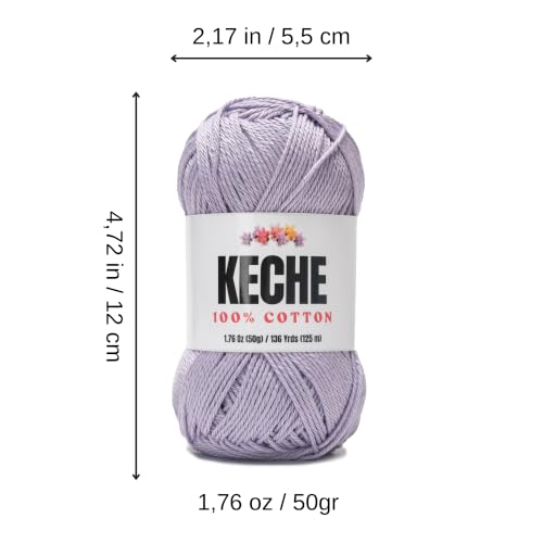 Image of Cotton Yarn - 100% Cotton Yarn for Crocheting and Knitting, Mercerized Cotton Amigurumi Yarn Fine-Sport 2 1.76 oz (50g) / 136 Yrds (125 m) 3 Skeins - Lavender