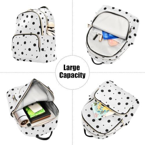 Image of ALAZA Black White Polka Dot Medium Backpack Purse for Women Travel Bag Fashion Daypack Back Pack Shoulder Bag