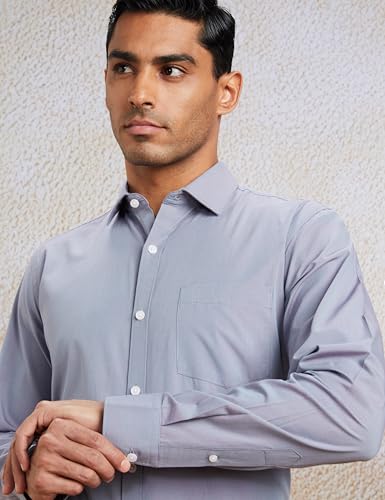 Image of Amazon Brand - Symbol Men's Cotton Formal Shirt | Plain | Full Sleeve - Regular Fit (Available in Plus Sizes)