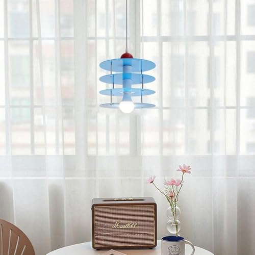 Lustre nordique E27 bleu en acrylique rond pour salon moderne