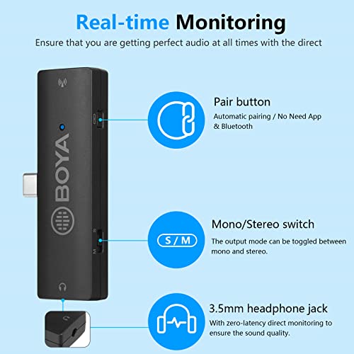 Boya Wireles Lavalier Microphone,By-Xm6-S6 Usb C Mini Wireless Clip Microphone Portable Transmitter&Receiver For Android Type C Smartphone Podcast Facebook Youtube Vlog Video Recording #TOP5