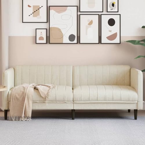 Gecheer Sofás de salón,Sofá Chaise Longue Moderno,Sofás cheslong,Silla Sillón de Asiento - Sofá de 3 plazas Tela Crema