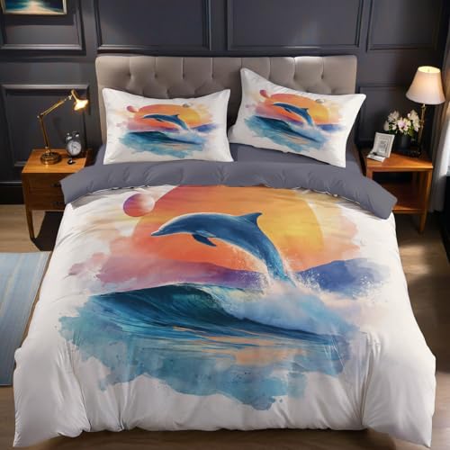 Atardecer Juego de Cama Delfines del océano