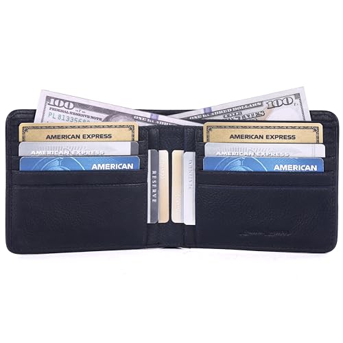 Black Laser Printed Designer Leather Wallet for Men | Extra Capacity Slim Bifold Wallet with 2 Multipurpose pocket, 8 credit card Slots | Ultra Strong Stitching | Gift for Him (Printed, Jet Black)2