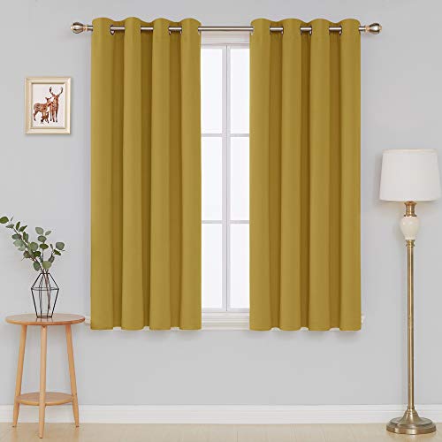 Image of Deconovo Blackout Curtain Darkening Bedroom or Living Room Grommet Thermal Insulated Lighting Reduce Drape, 52 x 63 in-1 Panel, Turmeric