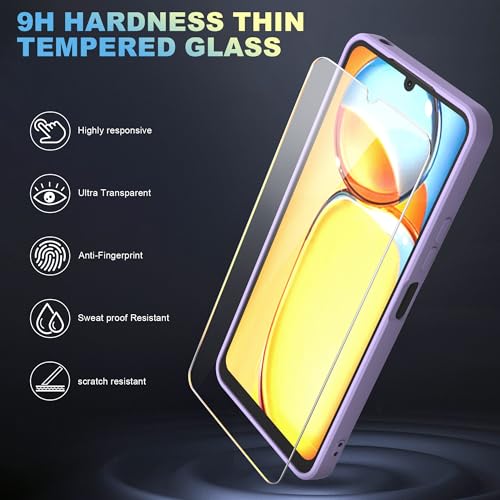 ARRYNN Etui do Xiaomi Redmi 13C (6,74 cala) + folia ochronna, etui na telefon komórkowy, płynny silikon TPU, etui ochronne do Xiaomi Redmi 13C - fioletowe