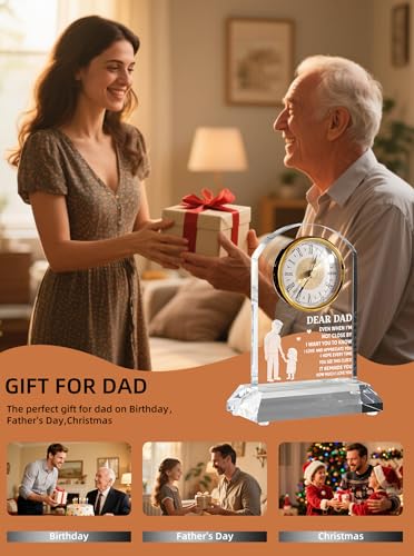DEEWISH Clock Gifts for Dad from Daughter Son, Birthday Gifts for Dad Who Wants Nothing, Ideas, Unique, Elegant Clock with Gift Box & Card (Battery Not Included) — view 3