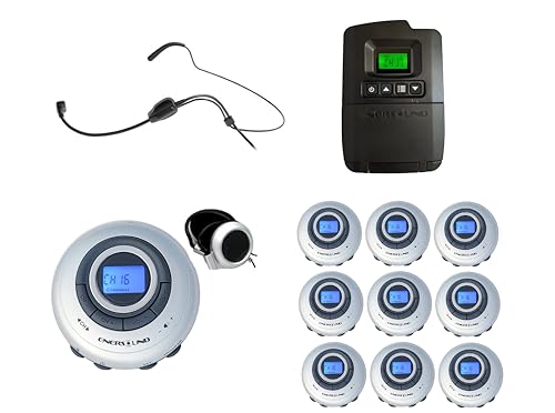 Enersound 10-Person Portable Interpretation Tour Guide System - US-Based Lifetime Warranty and Phone Support - Ideal for Church School Venues Theater