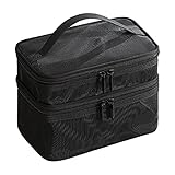Yctze Bolsa Cosmética de Doble Capa, Bolsa de Maquillaje de Malla de Gran Capacidad con Resistente para Viajar, Clasificación y Almacenamiento Fáciles (2 Niveles)