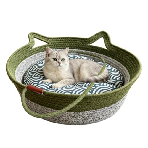Cesta para cama para gatos pequeños y tumbona transpirable de algodón para mascotas 7