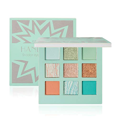 BKSYOFU Nueva moda sombra de ojos paleta 9 colores mate sombra de ojos paleta brillo sombrero de ojos maquillaje nude maquillaje sombra de ojos paleta cosmetics(Blue,White)