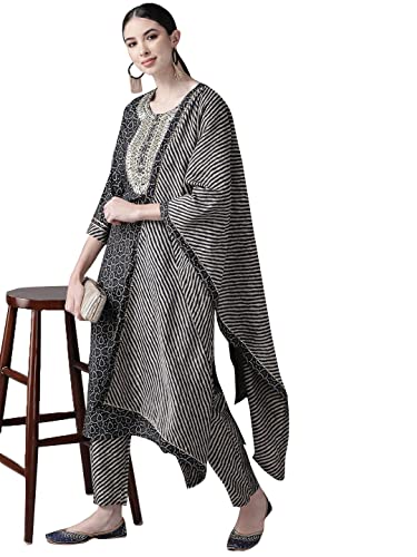 Image of ishin Women's Rayon Burgundy Embellished A-Line Kurta set With Skirt