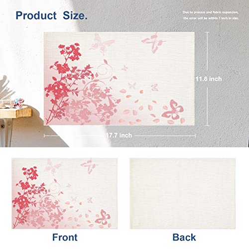 Batmerry White Flower Decorative Placemats, Colorful Asian Chinese Painting Traditional With Flower In Burlap Linen Washable Table Mats For Dining Table Wedding Placemats Set Of 4 #TOP4
