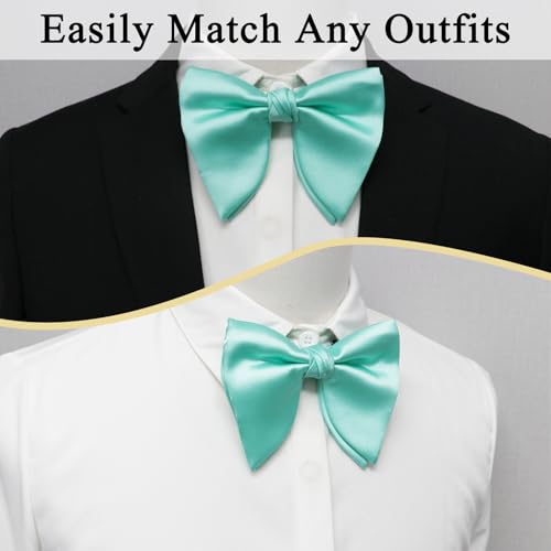 Image of Luckyvestir Oversized Bow Ties for Men, Pre Tied Clip on Men's Black Bowtie for Wedding Tuxedo Banquets Formal Wear