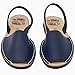 Classic Flat Beach Sandals for Women, Dressy Soft Leather Peep Toe Sandals for Women, Versatile Casual Slip-on Flats - Navy Blue
