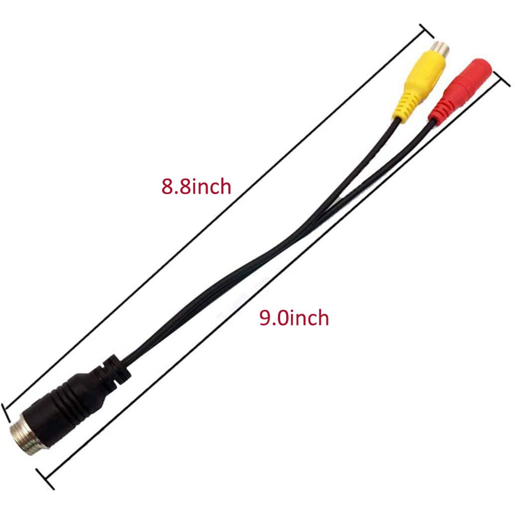 4PIN Male to RCA Female Cable, M12 Aviation Plug to RCA Video +DC