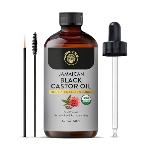 Carno Calm Black Castor Oil 50ml | 100% Pure & Natural Oil | Cold-Pressed & Hexane-Free | Suitable for DIY Blends Hair Oils Lash & Brow | 1.7 fl oz