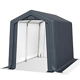 Sophia & William Outdoor Storage Shed Carport 6x10 ft Heavy Duty, Portable Garden Yard Car Port Shelter Storage Tent Garage with Roll Up Doors and Ventilation, Grey