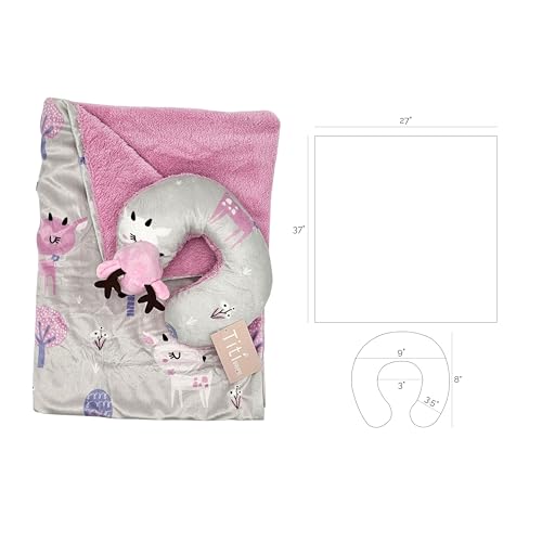 Image of TITI with Love Reversible Baby Blanket and Pillow Set - Deer Baby Blanket with Plush Neck Pillow, Ultra-Soft, Double-Sided for Newborn & Toddlers, 37x27 in