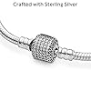 Pandora Jewelry Moments Sparkling Pave Clasp Snake Chain Cubic Zirconia Bracelet in Sterling Silver, 8.3"