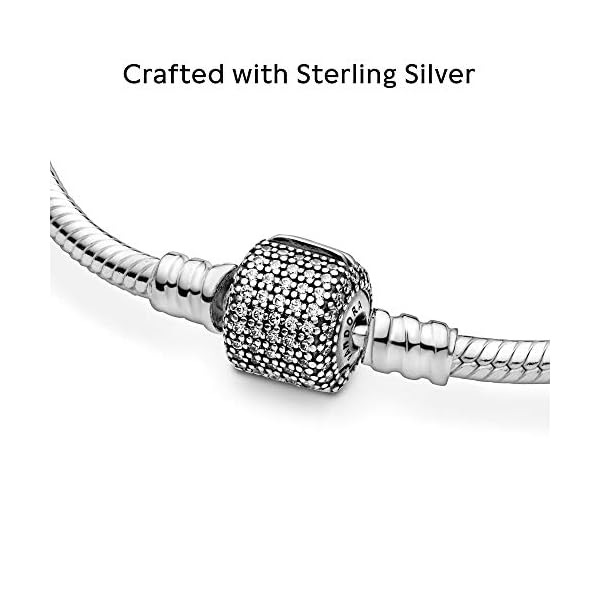 Pandora Jewelry Moments Sparkling Pave Clasp Snake Chain Cubic Zirconia Bracelet in Sterling Silver, 8.3"