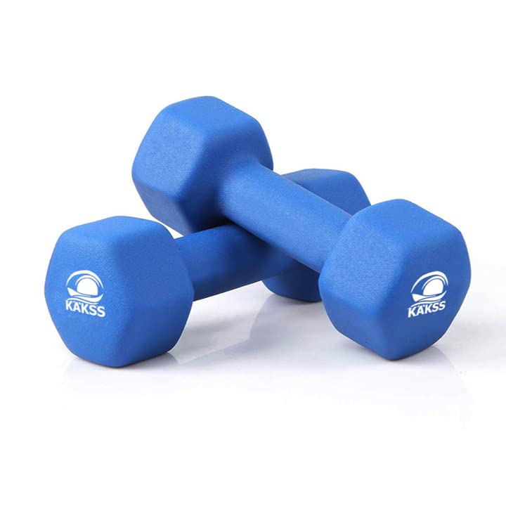 Kakss Neoprene Dumbbells sets for Gym Exercise (Proudly Made in India) (3 kg set of 2 (Blue), Blue)