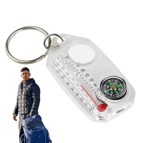 COMPASSES Termómetros Keychain ABS Material | Keychain de brújula portátil con termómetro decorativo | Cadena de llave de supervivencia al aire libre compacta para acampar y senderismo | Llave de brúj