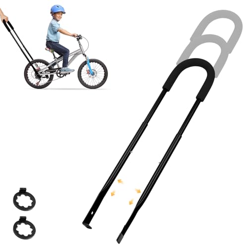 AUAUY Barre de Poussée pour Vélo, Barre de poussée d'équilibre pour vélo d'enfant, 4 hauteurs réglables Poignée de Sécurité pour Vélo (56 à 75 cm),...