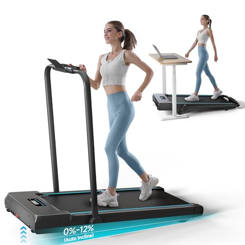 Walking Pad with Auto Incline, Under Desk Folding Treadmill with Remote Control and LED Display for...