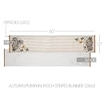 VHC Brands Autumn Pumpkin Patch Stripes Table Runner 12×60 Kitchen Dining Table Holiday Decoration Decor for Fall and Thanksgiving