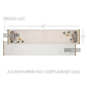 VHC Brands Autumn Pumpkin Patch Stripes Table Runner 12x60, Kitchen Dining Table Holiday Decoration, Decor for Fall and Thanksgiving VHC Brands Autumn Pumpkin Patch Stripes Table Runner 12×60 Kitchen Dining Table Holiday Decoration Decor for Fall and Thanksgiving