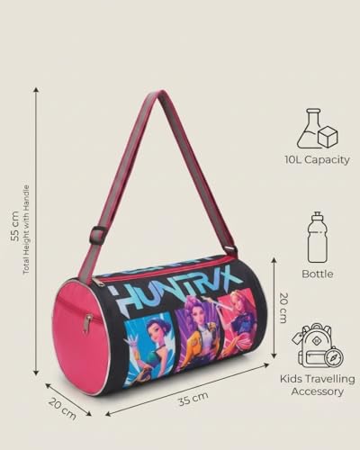 Image of Stylbase Kids Duffle Travel Bag | Durable Lightweight Polyester Sports & Gym Kids Luggage Carry Bag for Boys & Girls | Travelling Bag for Swimming, Dance, School & Weekend Trips (K-pop, 18)