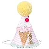 Sweet One Birthday Crown - Glittery Ice Cream Theme Party Hat with Sprinkles, Summer 1st Birthday Decor for Girls