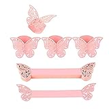 Schmetterlings Papier Serviettenring, 50 Stück 3D geschnittene Serviettenschnallen Band für Hochzeitsessen Party Serviette Table Festival Jubiläumsrestaurant