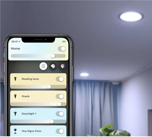Image of PHILIPS Hue Smart 10.5W Garnea White Ambience Downlight 150mm Compatible with Amazon Alexa, Apple HomeKit, and The Google Assistant (2200-6500 K) Pack of 4 (1no hue Remote Included)