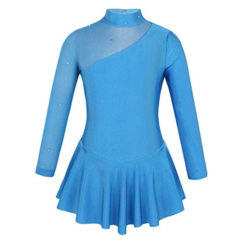 TiaoBug Girls High Neck Lace Figure Roller Skating Ice Skating Dress Gymnastics Sport