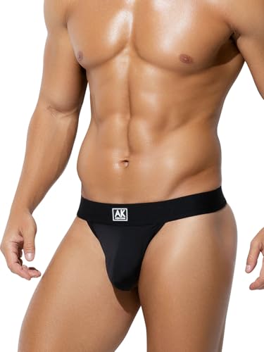 Mauro Kane Herren String Tanga - G-String Thong Männer Unterwäsche, Sexy Unterhose Sport, Atmungsaktiv & Transparent Schwarz L
