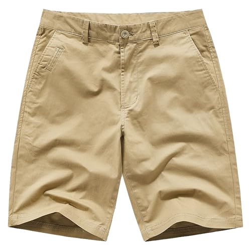 Short chino pour homme kaki 58 FR coupe classique extensible léger