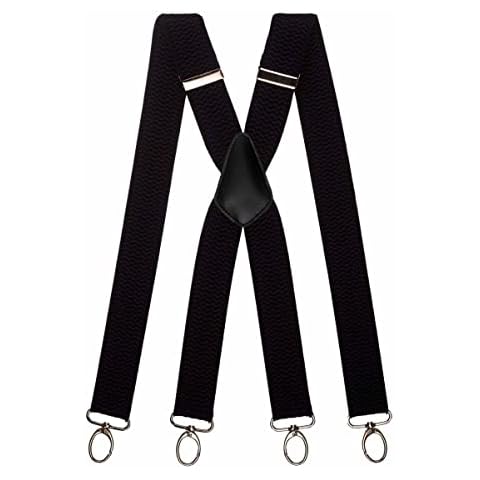 Olata Heavy Duty X-Shape Multi-Purpose Wide Braces/Suspenders with Carabiner Clips - 4cm. Black (Silver Clips) Cover