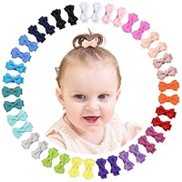 Choicbaby 40 Stück Haarspangen Mädchen, 1,2 Zoll (3 CM) Mini Snap Haarspangen mit voller Schleife bedeckt Mädchen Haarschmuck für Baby Kleinkinder