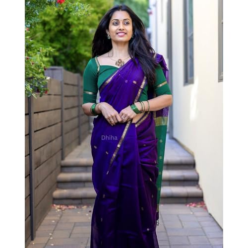 Image of Original Maheswari Cotton Silk Saree for Women | Kanjivaram Pure Silk Cotton Sari with Blouse | Zari Work | Tassels | Handloom Weave
