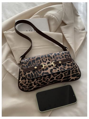 Women's Leopard Print Flap Shoulder Bags Cheetah Underarm Purses Vintage Magnet Handbag4