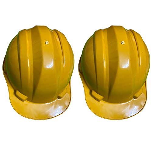 Image of LADWA Yellow Heavy Duty Superior Safety Helmet, ISI Marked Industrial Protective Hard Hat for Construction, Engineering and Outdoor Safety Use (Pack of 2)